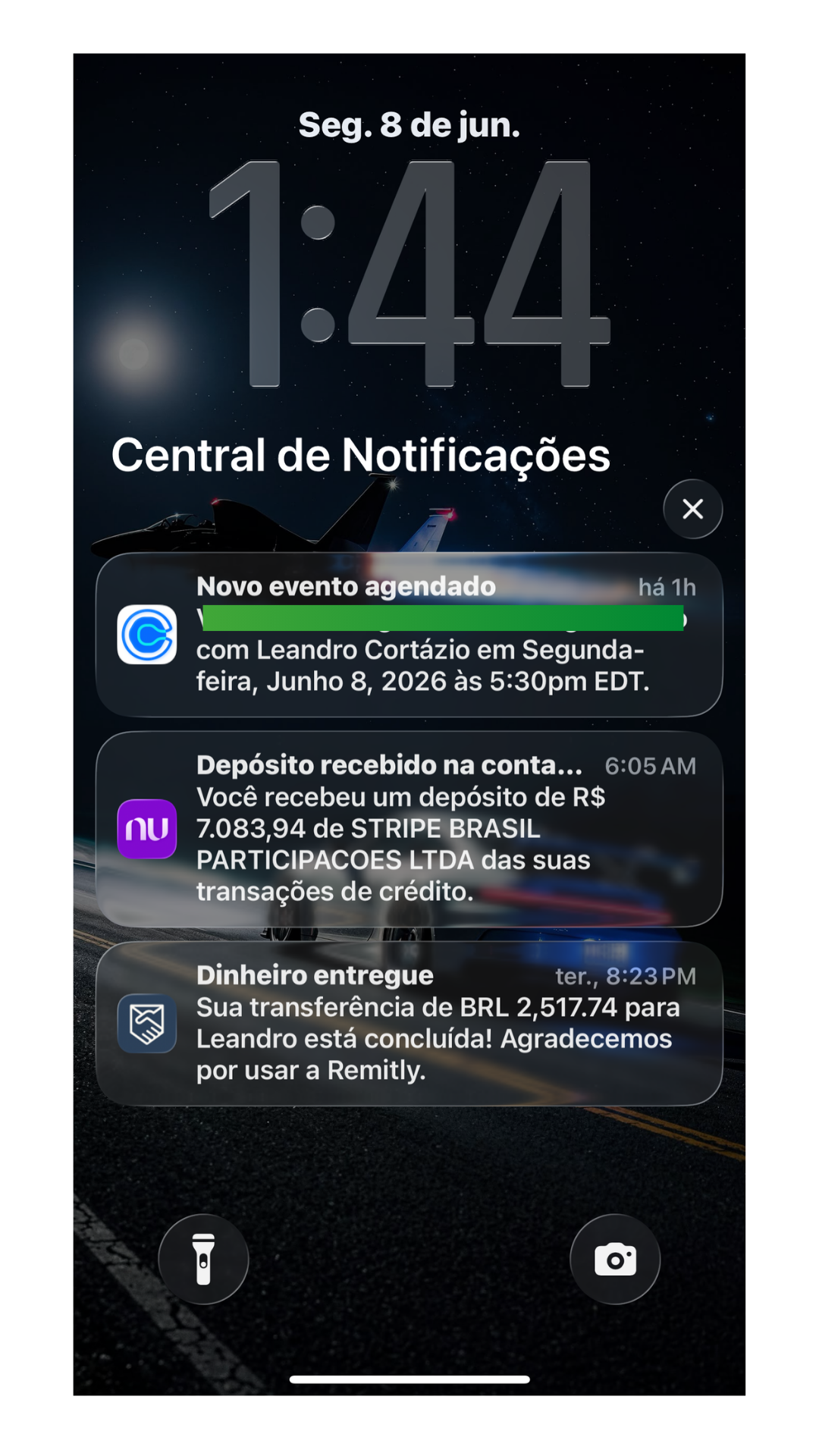 Depósitos recebidos no celular